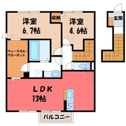 カーネリアン Bの物件間取画像